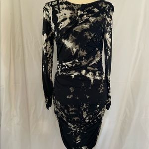 Roberto Cavalli ruched black & white stretch knit dress size 42 (S/M)